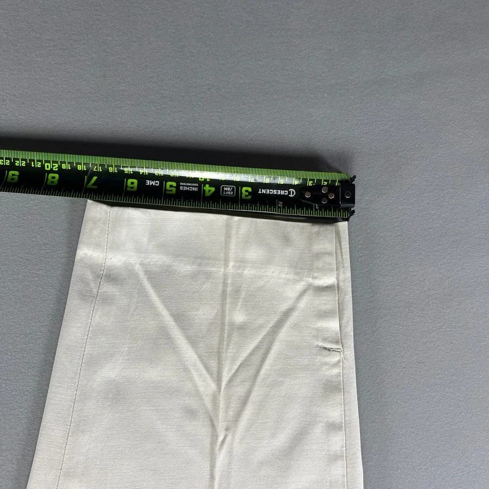 Talbots Perfect Skimmer Pants Womens 8 Petite White Cotton Stretch Side Slit